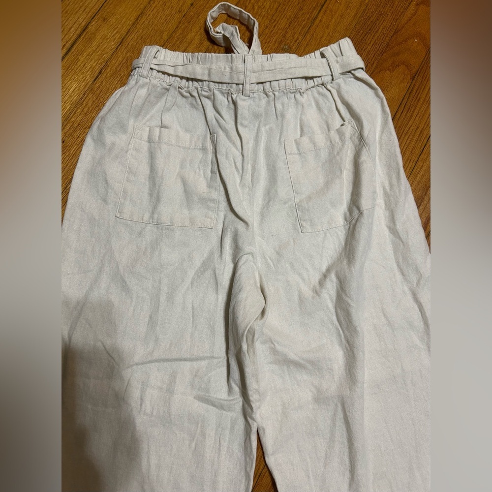 Joie Wide Leg Cropped Pants Linen Blend Cream Colored Size Small - Picture 9 of 11